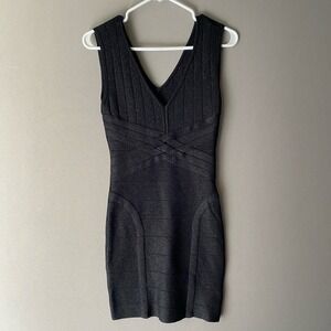 Forever 21 sz S black metallic thread mini‎ sweater dress